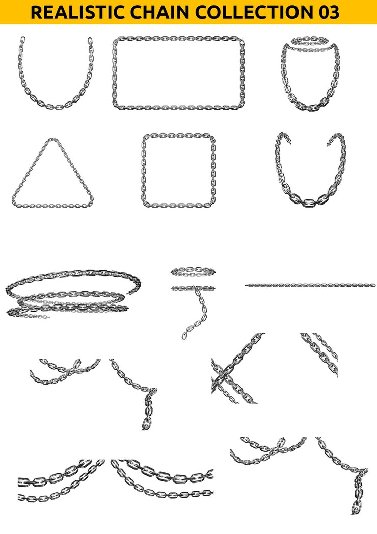 PSD realistic chain collection pack 03