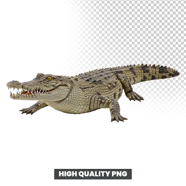 Realistic Crocodile Isolated on Transparent Background