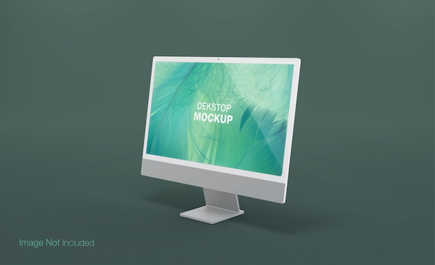 Realistic Dekstop Mockup with Side View render PSD
