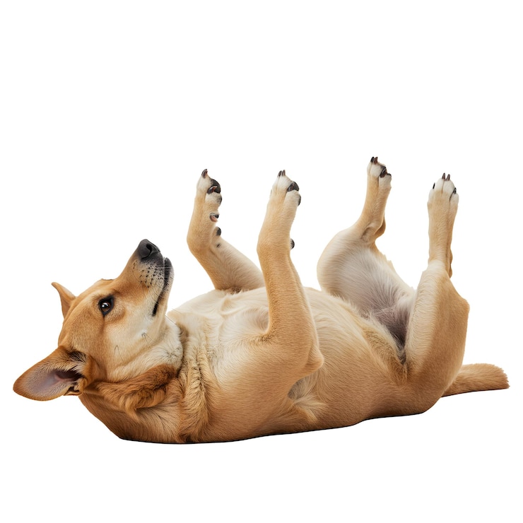PSD realistic dog in a white background