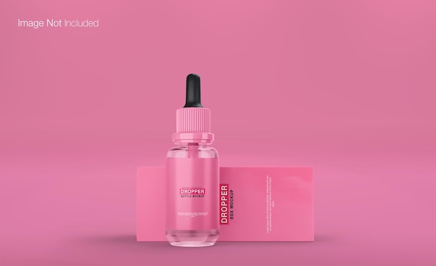 Realistic dropper bottle with box mockup design isolated render