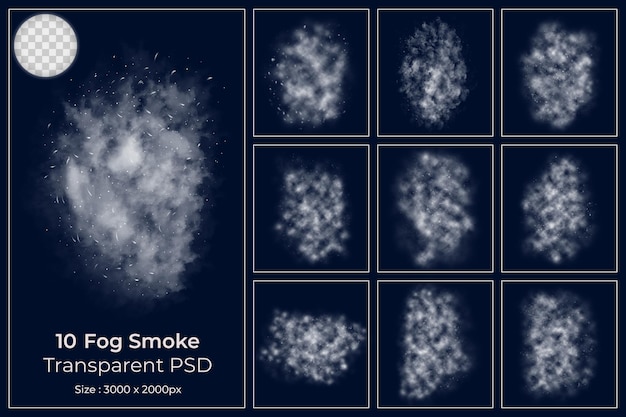 realistic fog steam fogs clouds set