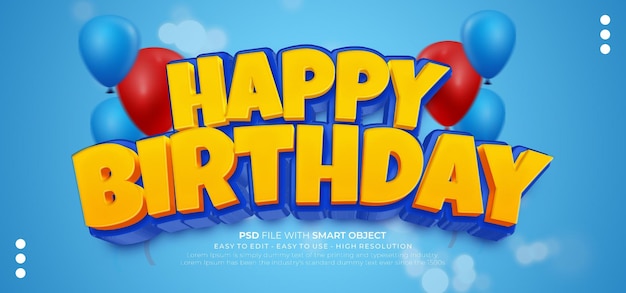 realistic happy birthday background with editable text 3d style effect