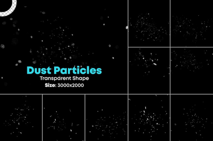 PSD realistic isolated dust particles transparent shape