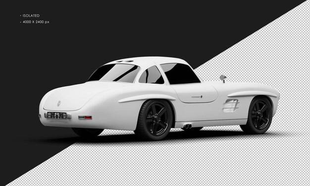 PSD realistic isolated realistic matte white sport classic city sedan vue de l'arrière à droite de la voiture