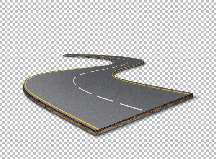 PSD realistic road isolated bending road highway advertising creative design transparent background