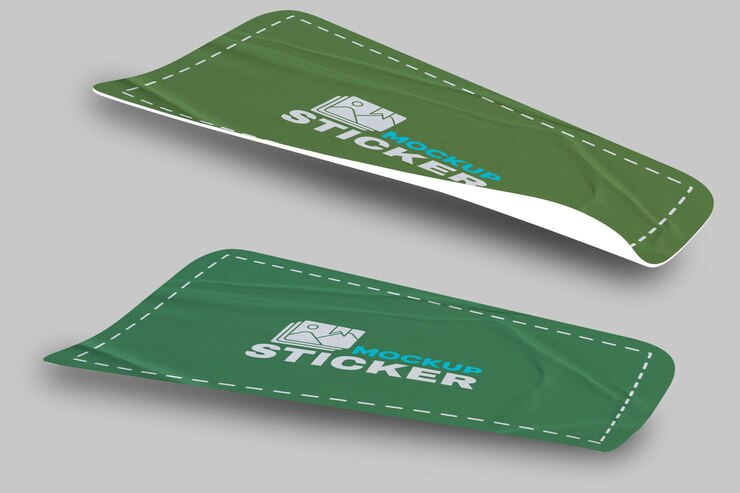 PSD realistic round sticker mockup design template label promotional tag