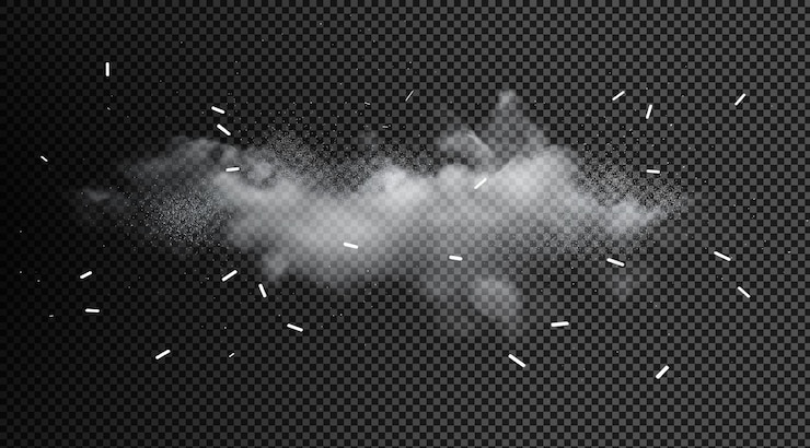 PSD realistic smoke and floating particles on transparent background