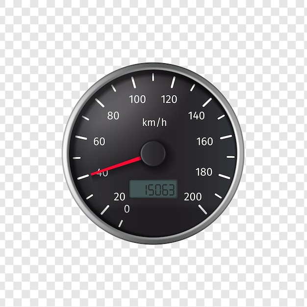 Realistic Speedometer with Current Speed Display isolated on transparent background