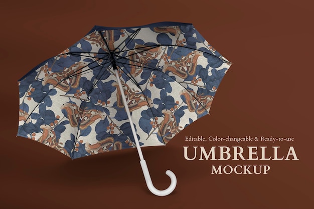 realistic umbrella mockup psd with vintage butterfly pattern