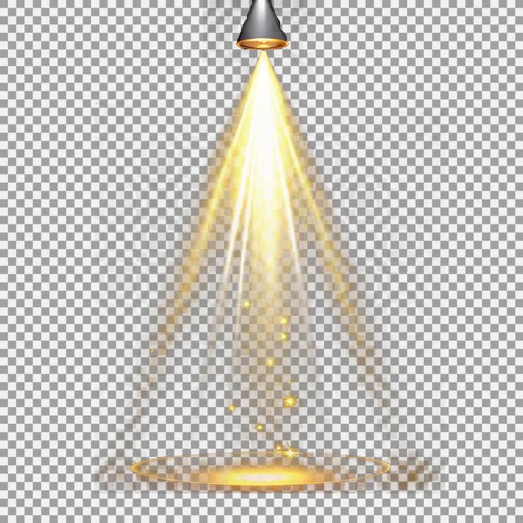 PSD realistic vector icon illustration stage spotlight lamp with cloud and fog on dark background