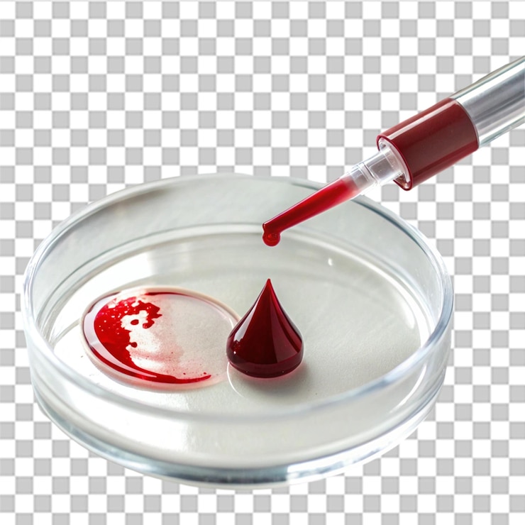 PSD realistic vector icon petri dish with blood drop and cosmetic product for laboratory and science
