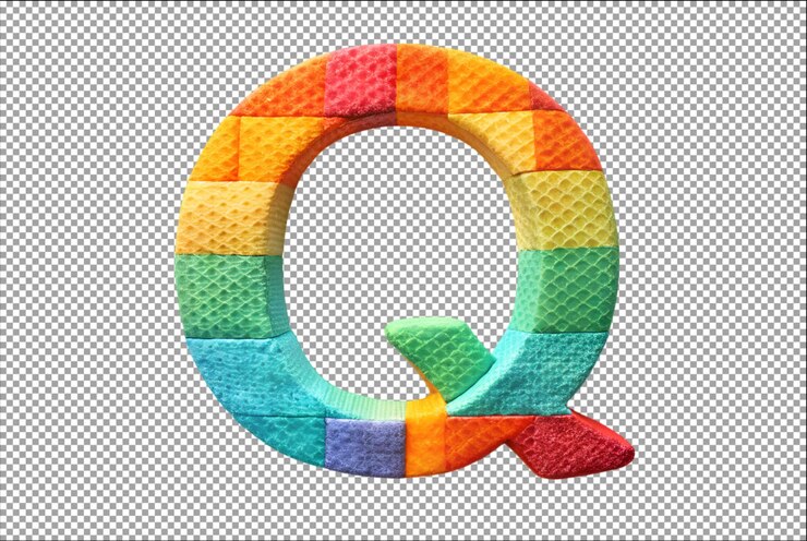 PSD la realística letra q hecha de un diseño intrincado