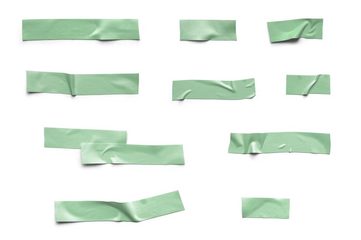 PSD realistico 10 set di nastro adesivo verde sfondo isolato