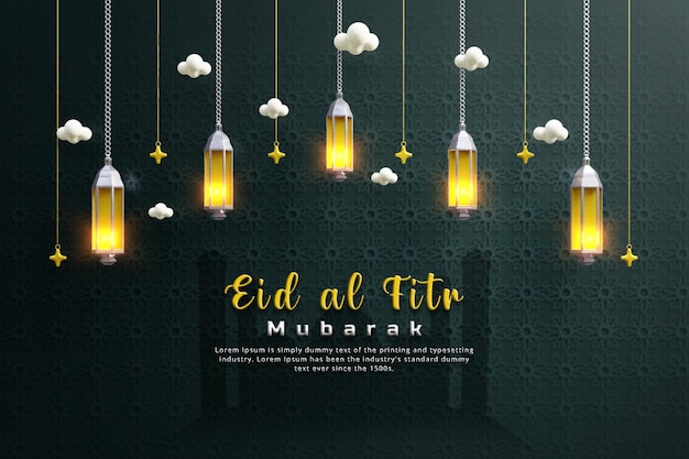 Realistico eid al fitr illustrazione sfondo eid alfitr social media banner design