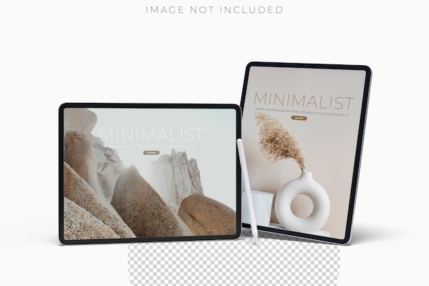 Realistico modello di dispositivo digitale moderno per tablet e matite vista anteriore con schermo vuoto e ombra isolata sullo sfondo Tecnologia modello di visualizzazione vuota per l'applicazione ui ux e la presentazione del sito web