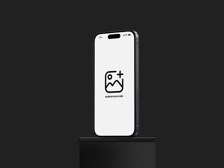 Realistico modello di schermo 3D per smartphone premium con PSD modificabile