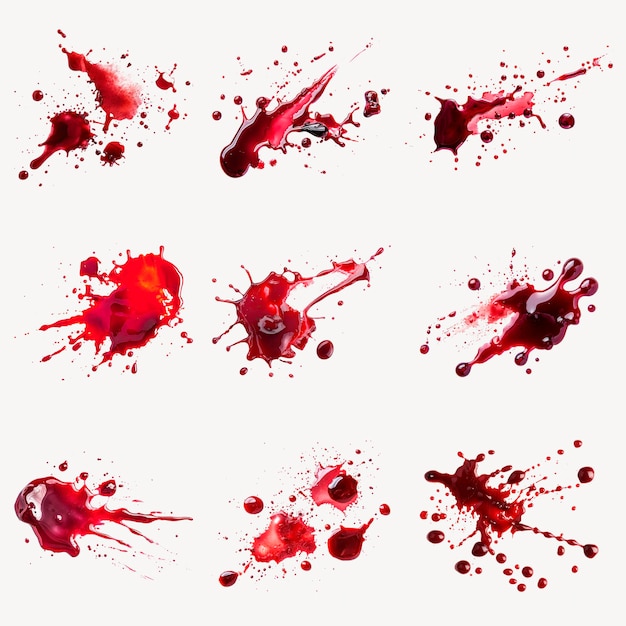 Realistico set di elementi di progettazione degli schizzi di sangue psd
