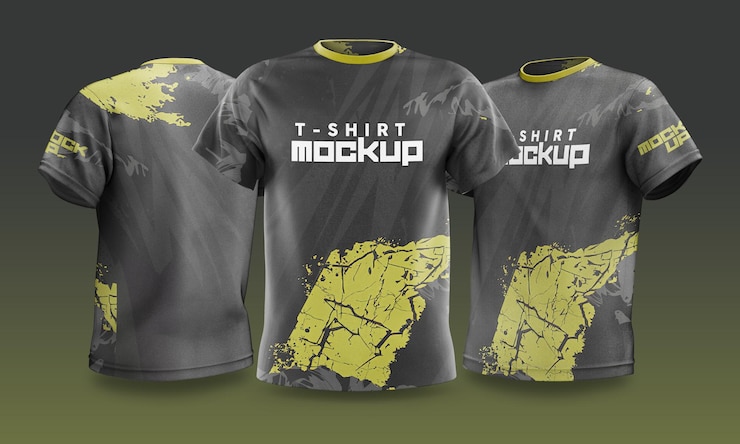 PSD realistico t-shirt maschile psd mockup set