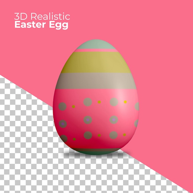 Realistisch dekoriertes rosarotes 3D-Osterei