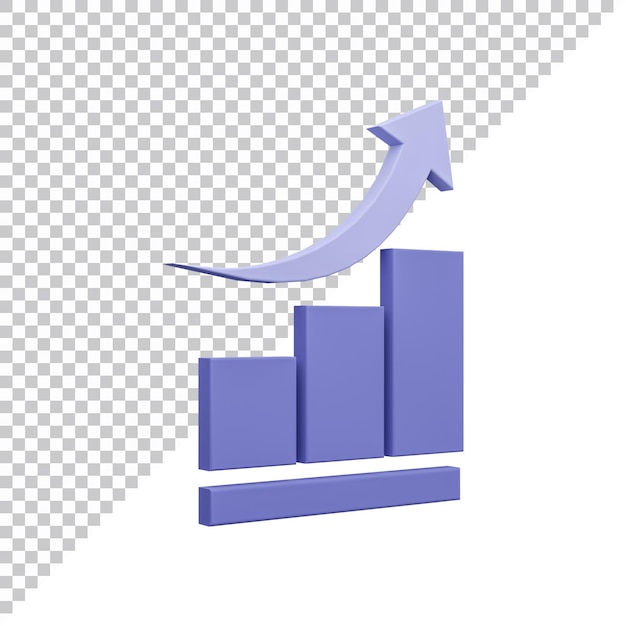 Realistisch glänzendes Chart-Up-Icon 3D-Render für Finanz-Chart-Wachstum Up-Liniendiagramm an der Börse