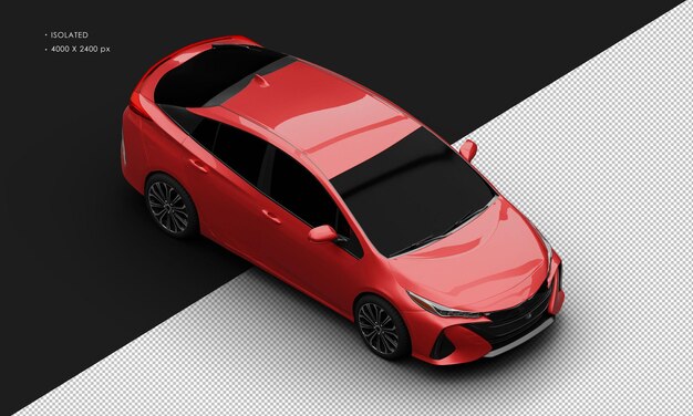 Realistisch isolierter Metallroter Luxus-Hybrid-Stadtlimousine von oben rechts vorne