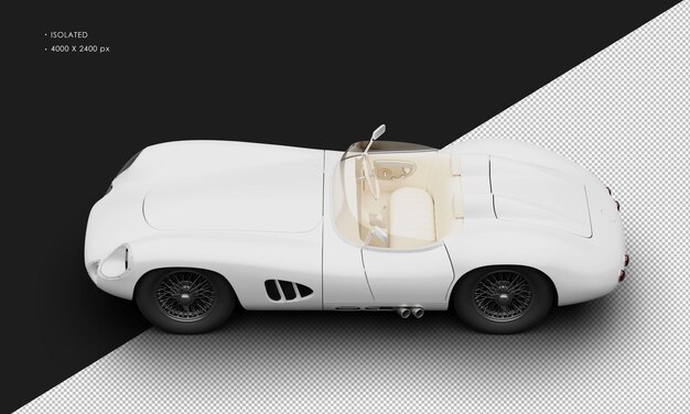 Realistisch isolierter realistisch matte weißer limousine sport classic city car von oben links