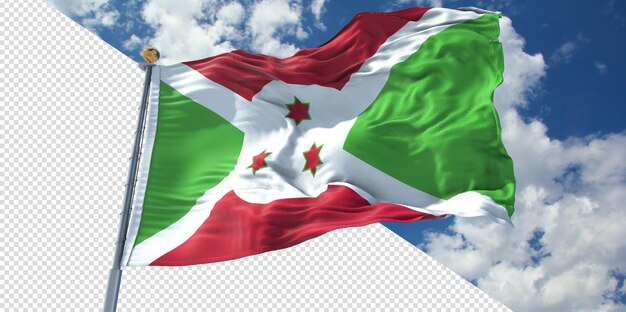 Realistische 3d-darstellung der burundi-flagge transparent