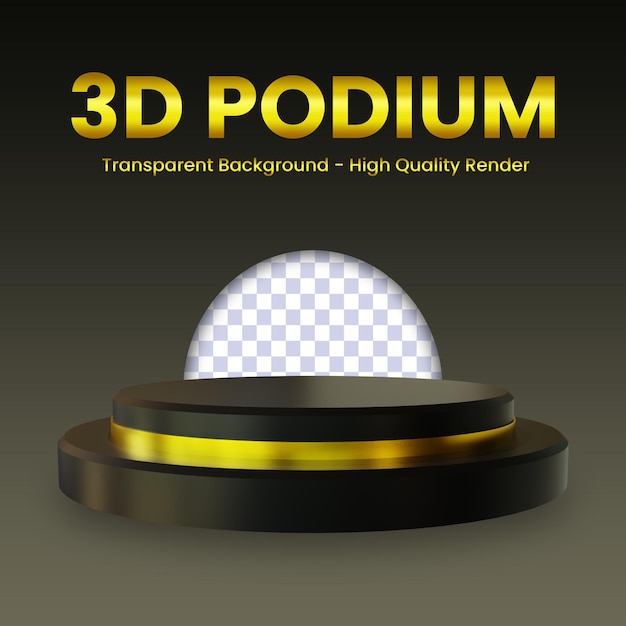 Realistische 3d-darstellung von black gold podium