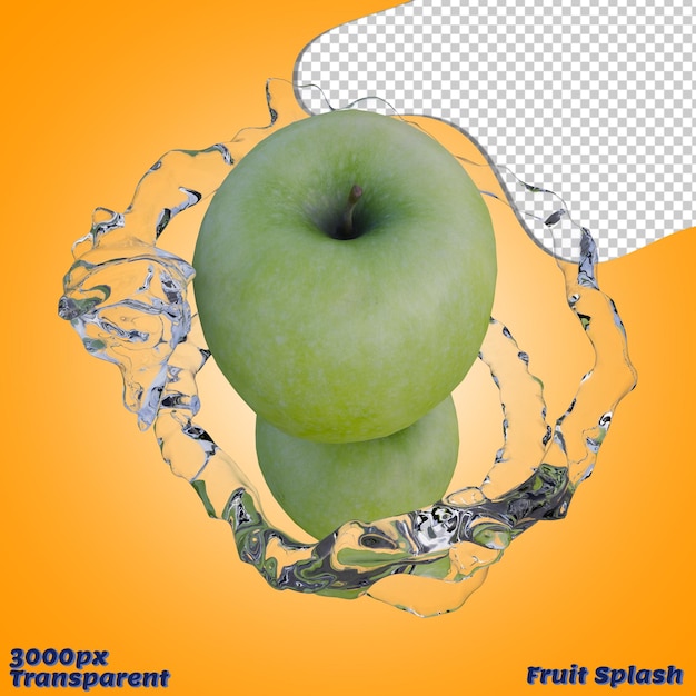 Realistische 3D-Darstellung von Green Apple Splash, ideal für kommerzielle und Designzwecke