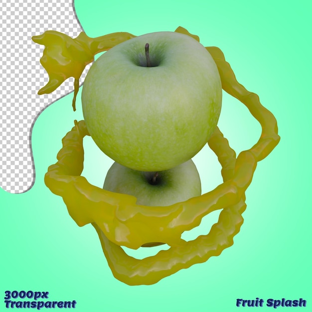 Realistische 3D-Darstellung von Green Apple Splash, ideal für kommerzielle und Designzwecke