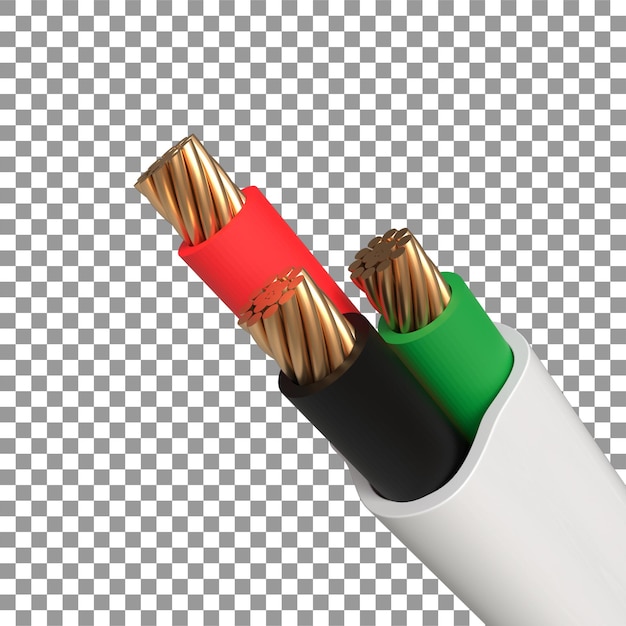 PSD realistische 3d-draht- oder kabeldarstellung für designunternehmen und elektrokabel