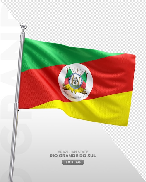 Realistische 3d-flagge des brasilianischen bundesstaates rio grande do sul