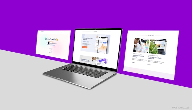 Realistische 3D-Perspektive Laptop-Bildschirm-Mockup-Vorlage mit bearbeitbarem Hintergrund