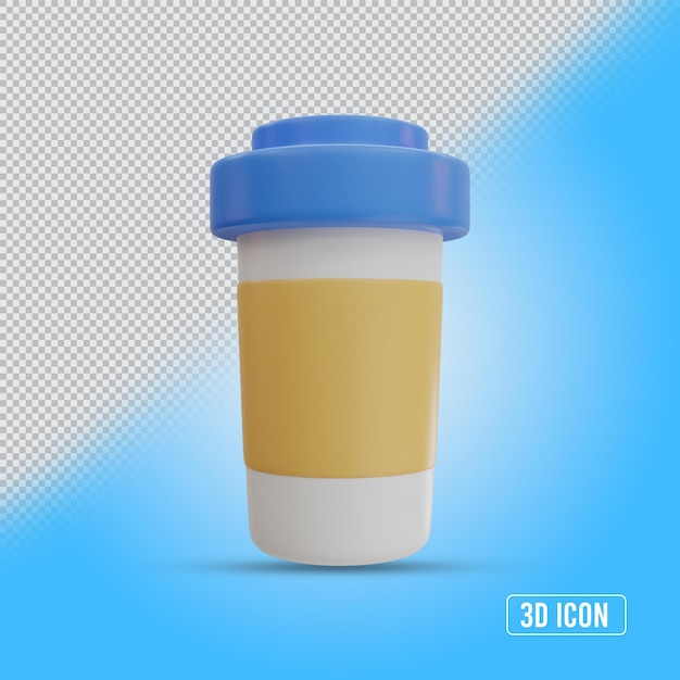 realistische 3d render kaffeetasse transparente 3d symbol design frontansicht