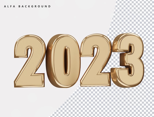 Realistische 3D-Rendering 2023 Neujahr Texteffekt