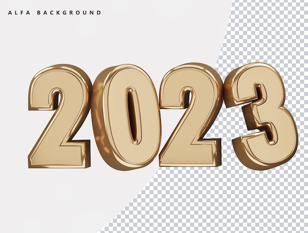 Realistische 3D-Rendering 2023 Neujahr Texteffekt