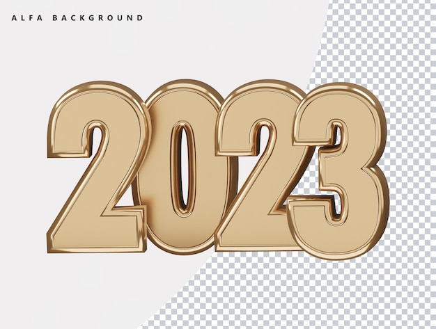 Realistische 3D-Rendering 2023 Neujahr Texteffekt