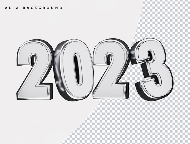 Realistische 3D-Rendering 2023 Neujahr Texteffekt