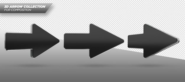 Realistische 3D-Rendering-Pfeilsammlung transparent
