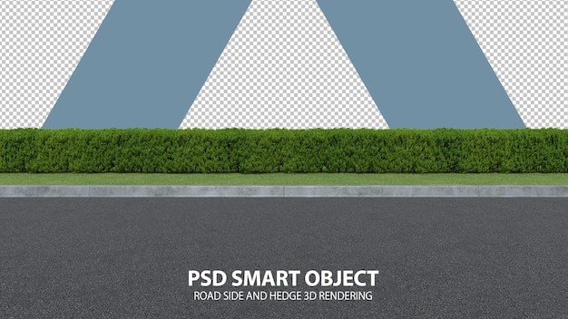 Realistische 3D-Rendering von isolierten Objekten an Straßen- und Heckenseiten