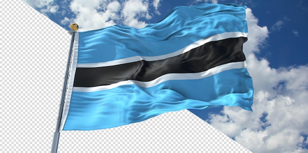 PSD realistische 3d-renderings botswana-flagge transparent