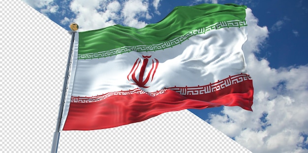 Realistische 3d-renderings iran-flagge transparent