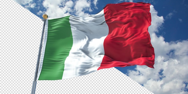 PSD realistische 3d-renderings italien-flagge transparent