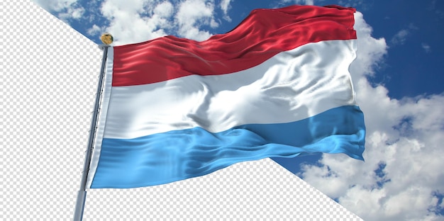 PSD realistische 3d-renderings luxemburgische flagge transparent