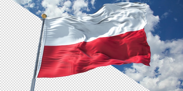 PSD realistische 3d-renderings polen-flagge transparent