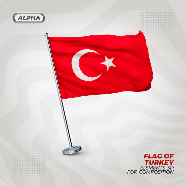Realistische 3d strukturierte Flagge der Türkei