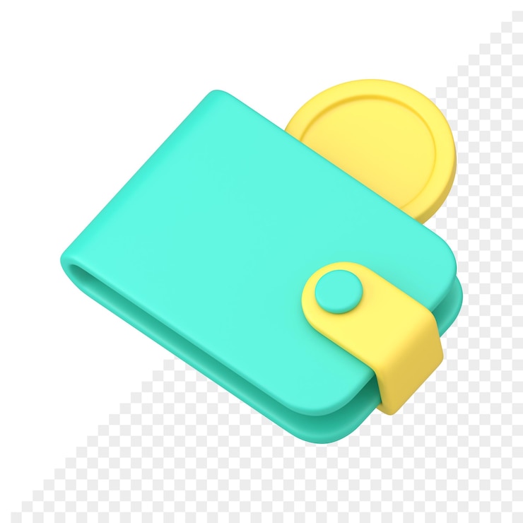 PSD realistische 3d-symbol diagonal verschoben grüne brieftasche münze gehalt einsparungen investition isometrisch