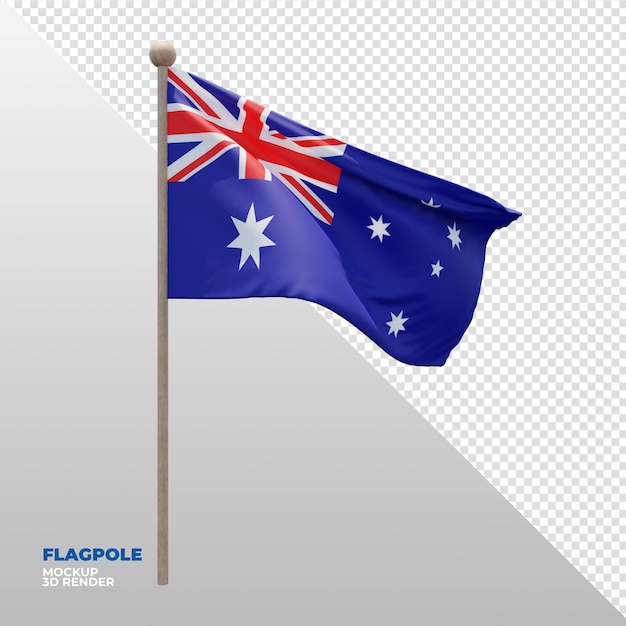 Realistische 3d-texturierte fahnenmastflagge von australien