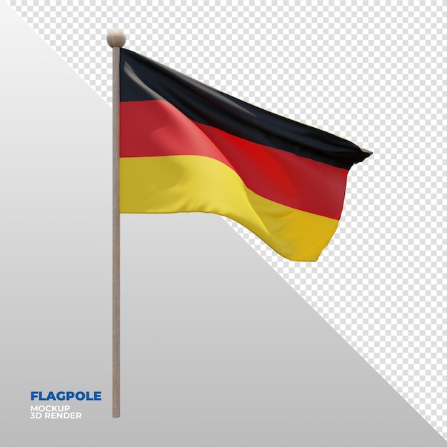 PSD realistische 3d-texturierte fahnenmastflagge von deutschland